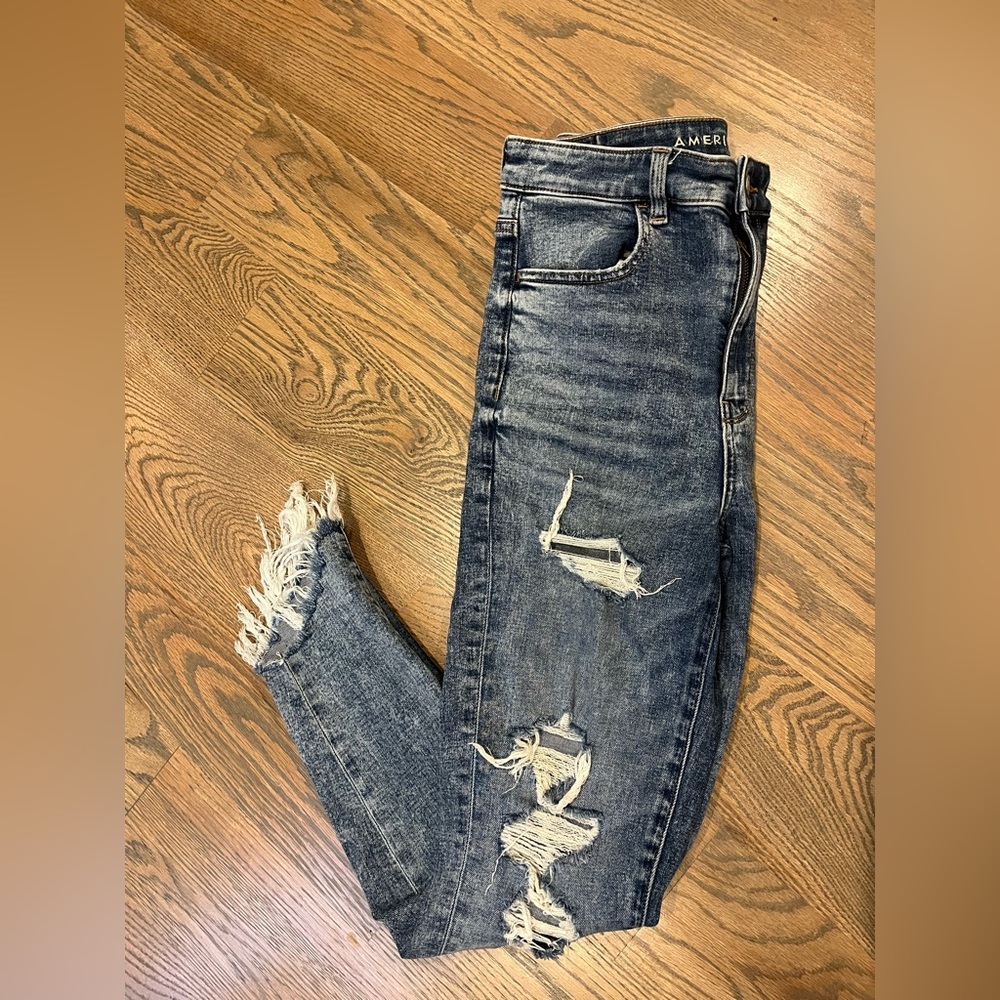 American Eagle Distressed Highest Rise Crop Jegging 8L